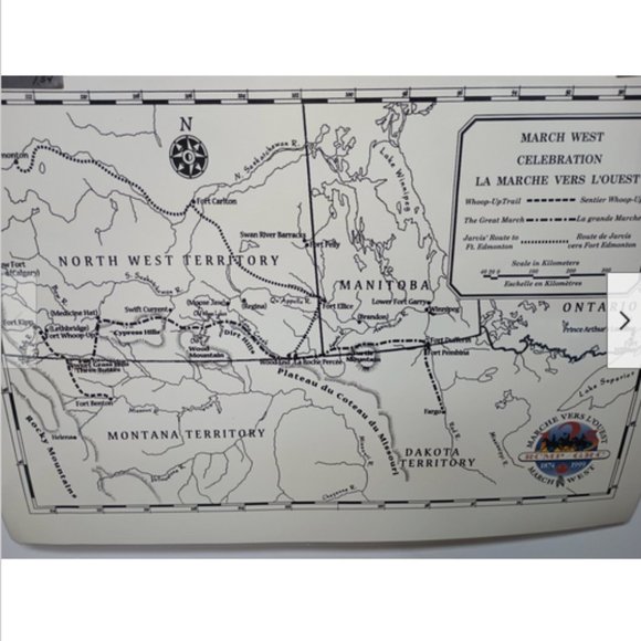 RCMP GRC Royal Canadian Mounted Police March West Laminatd Poster 1874 Map 17x24 - Picture 1 of 2